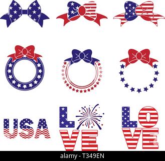 USA independence day set. 4th of july Stock Vector
