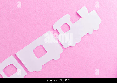 train on pink background. travel concept image Stock Photo