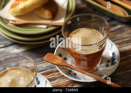 Sarabba. Traditional herbal-spiced tea latte from Makassar (Ujung Pandang), South Sulawesi. Stock Photo