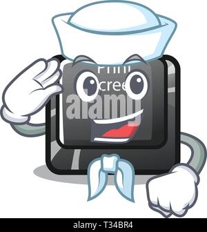 Sailor button print screen the computer character Stock Vector