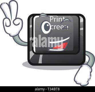 Two finger button print screen in shape mascot Stock Vector