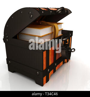 Leather Books in a Chest. 3d render Stock Photo