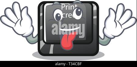 Crazy print screen button on cartoon keyboard Stock Vector