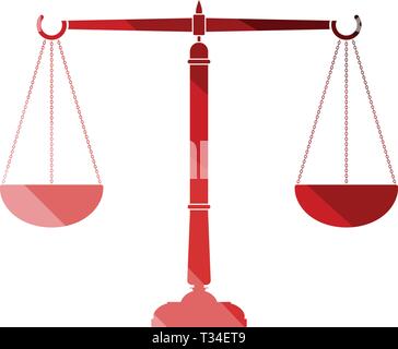 Justice scale icon. Flat color design. Vector illustration. Stock Vector