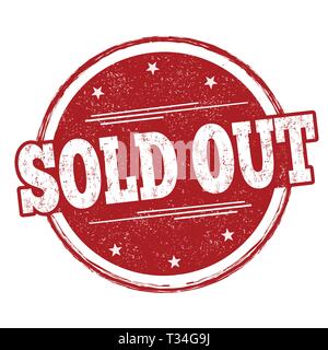 Sold out sign or stamp on white background, vector illustration Stock Vector
