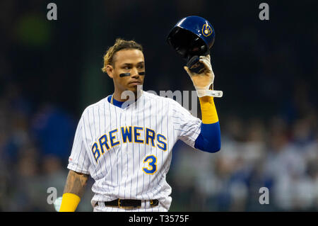 Milwaukee, WI, USA. 6th Apr, 2018. Chicago Cubs catcher Willson Contreras  #40 before the Major League Baseball game between the Milwaukee Brewers and  the Chicago Cubs at Miller Park in Milwaukee, WI.