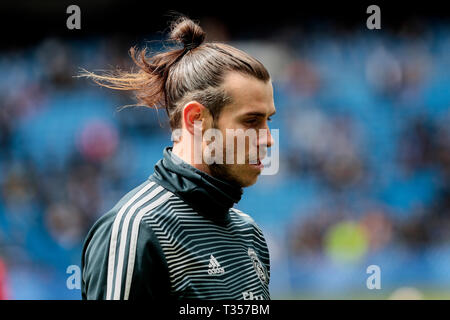 Madrid, Spain. 06th Apr, 2019. Real Madrid's Gareth Bale during La Liga match between Real Madrid and SD Eibar at Santiago Bernabeu Stadium in Madrid, Spain. Final score: Real Madrid 2 - SD Eibar 1. Credit: SOPA Images Limited/Alamy Live News Stock Photo