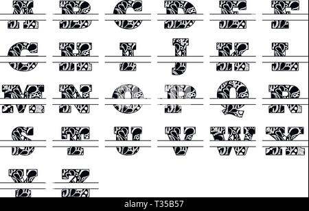 Alphabet Zentangle Split Monogram Stock Vector