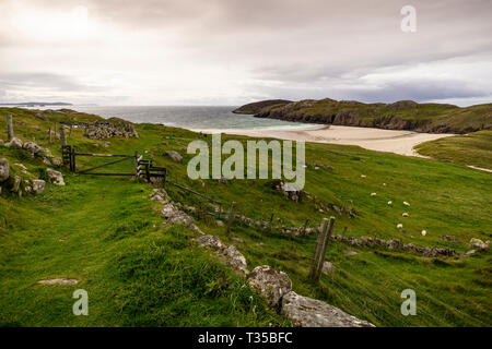 View over Polin Beach near Blairmore in Lairg, northwest Scotland. Stock Photo