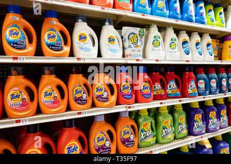 Shelves full of laundry detergent in a grocery store in Speculator, NY USA  Stock Photo - Alamy