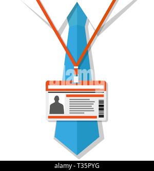 Man white shirt with blue tie and badge. vector illustration in flat design Stock Vector