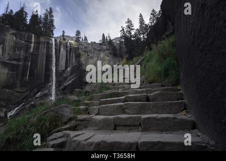 Vernal falls and Mist Trail in Yosemite National Park in autumn Stock Photo