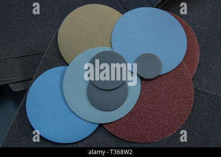 A set of different types sandpaper grits Stock Photo