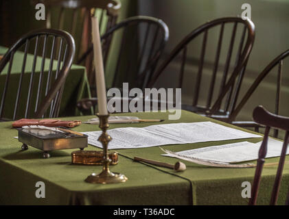 Desk where the U.S. Constitution were signed - Philadelphia Pennsylvania USA Stock Photo