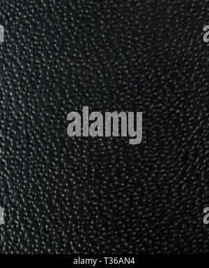 Black dotted leather texture background macro view Stock Photo