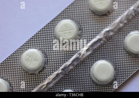 10 Valpam 5mg tablets (diazepam) Stock Photo