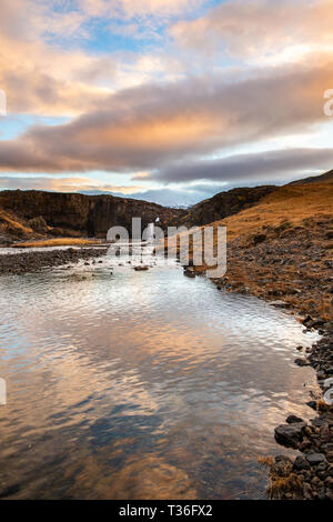 One of the many waterfalls in Iceland. Stock Photo