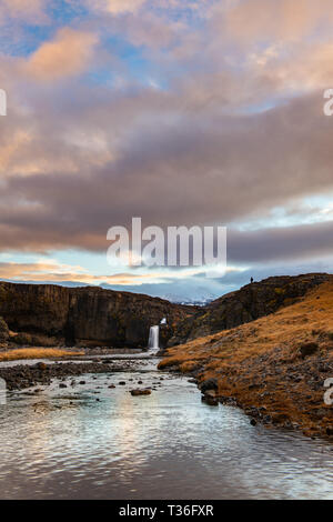 One of the many waterfalls in Iceland. Stock Photo