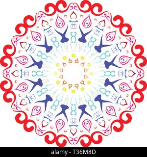 Colorful Circular pattern in form of mandala for Henna, Mehndi, tattoo, decoration. Decorative ornament in ethnic oriental style. Coloring book page.  Stock Vector