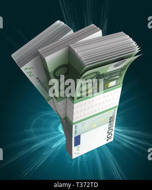 Stack of European Euro (isolated with clipping path) Stock Photo