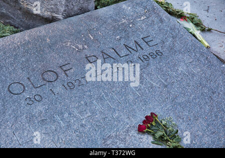 Grave of murdered Swedish Prime Minister Olof Palme and his wife Lisbeth, Adolf Fredrik's Church, Norrmalm, Stockholm, Sweden, Scandinavia Stock Photo