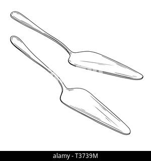 Sketch spatula for cakes, knife blade for cake. Vector. Stock Vector