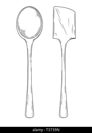Kitchen utensils. Different spoons isolated vector illustration on white background. Vector Stock Vector