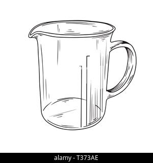 Sketch kitchen measuring cup. Vector illustration in sketch style. Stock Vector