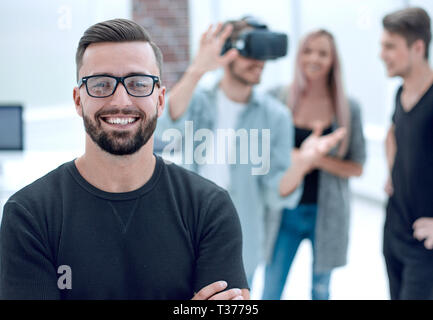 male software programmer testing a new app Stock Photo