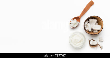 Coconut butter in bowl and spoon Stock Photo