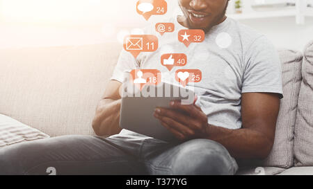 Social media concept. Man using digital tablet Stock Photo