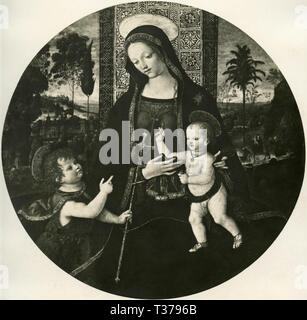The Virgin and Child with the Infant Saint John the Baptist, painting by the Italian Renaissance master Sandro Botticelli Stock Photo