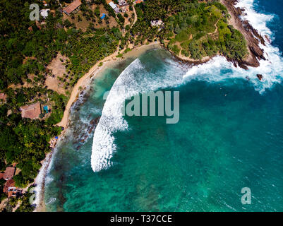 Hiriketiya Beach in Sri Lanka aerial lanscape view Stock Photo