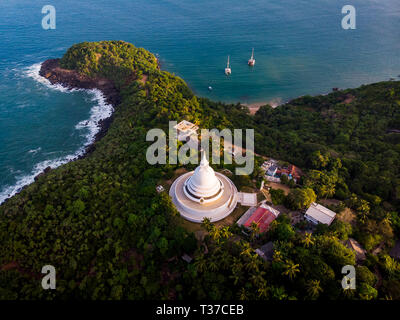 Japanese Peace Pagoda Buddhist temple near Unawatuna in Sri Lanka Stock Photo