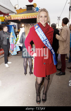 Paris, France, 5th April 2019. Sandra Ferreira, France Madame 2019 attends the Inauguration of the Fair of Trone 2019 at the lawn of Reuilly Stock Photo