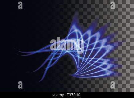 Glowing light. Abstract blue effect. Golden vector light effects with particles decoration isolated on the transparent background. Stock Vector