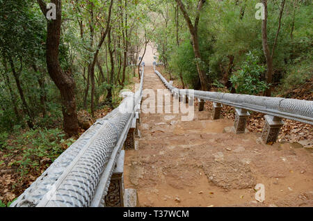 Battambang, Cambodia. The staircase at Phnom Banan; part way up, looking down. 15-12-2018 Stock Photo