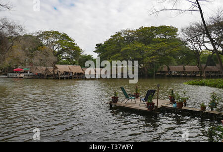 Battambang, Cambodia. The temple park complex at the foot of Phnom Banan with boating pool and chalets 15-12-2018 Stock Photo