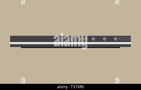 Modern black media format player. Dvd blue ray player. home cinema. vector illustration in flat style. Stock Vector