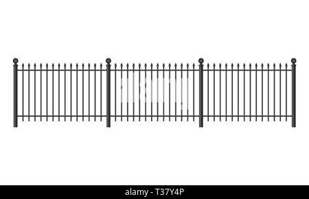 Black forged lattice fence. vector illustration isolated on white background Stock Vector