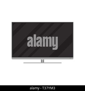 Frontal view of modern widescreen led or lcd tv. vector illustration in flat style Stock Vector