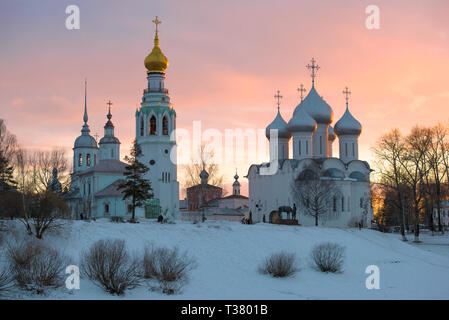 March sunset in old Vologda. Russia