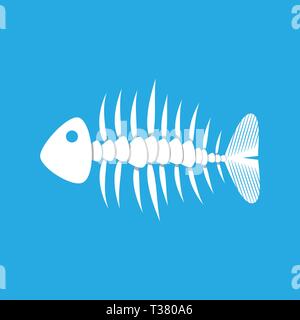 white fishbone on blue background. vector illustration in flat style Stock Vector