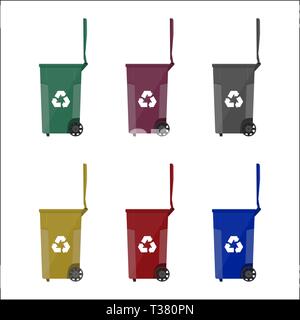 Recycling bins containers for garbage with different colors. vector illustration in flat style Stock Vector