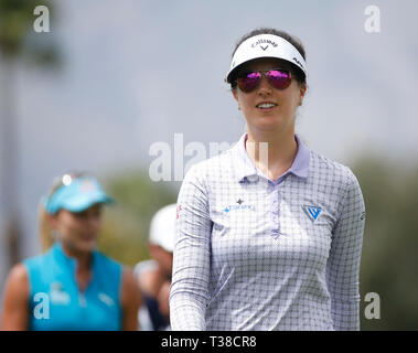 Rancho Mirage, California, USA. 7th Apr 2019. Sandra Gal of Germany on the fifth hole during the final round of the LPGA Tour ANA Inspiration golf tournament at Mission Hills Country Club in Rancho Mirage, California. Charles Baus/CSM Credit: Cal Sport Media/Alamy Live News Stock Photo