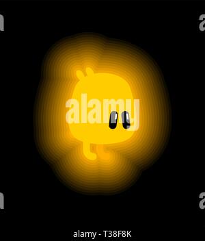 Yellow cute monster Magic firefly creature. Mythical Cartoon style vector illustration Stock Vector