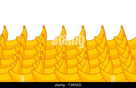 Banana on counter. Bananas on market showcase. Fruit background. Cartoon style vector  Stock Vector