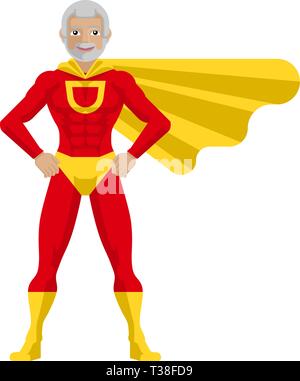 Superhero Mature Man Cartoon Stock Vector