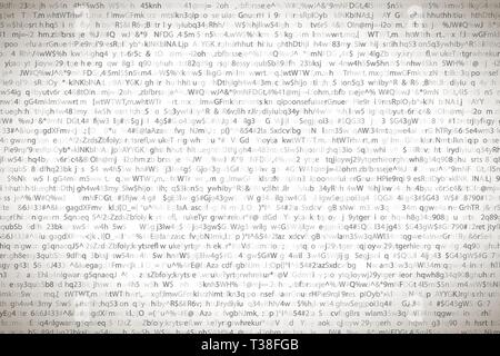 A lot of abstract complicated crypto symbols on white, data encryption binary code concept Stock Vector