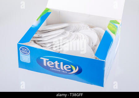 Tetley tea isolated on white background Stock Photo